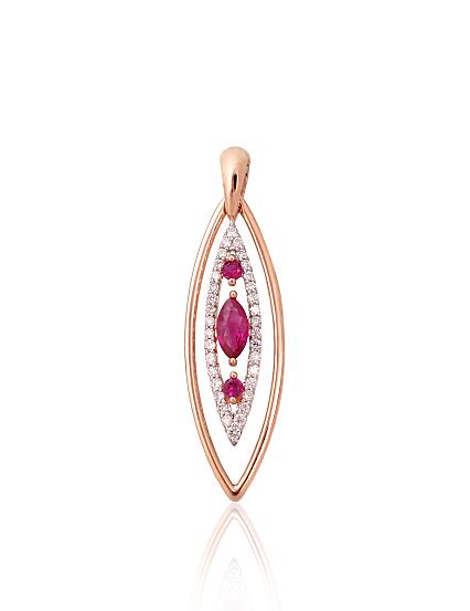 Kettenanhänger aus Rotgold mit Diamanten und Rubinen