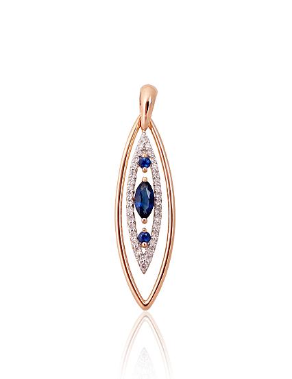 Kettenanhänger aus Rotgold mit Diamanten und Saphiren