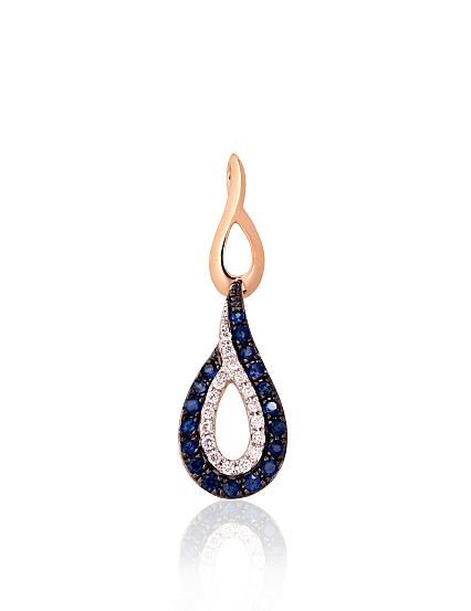 Kettenanhänger aus Rotgold mit Diamanten und Saphiren