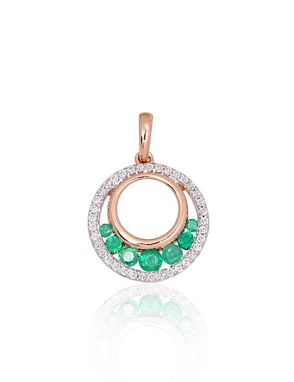 Kettenanhänger aus Rotgold mit Diamanten und Smaragden