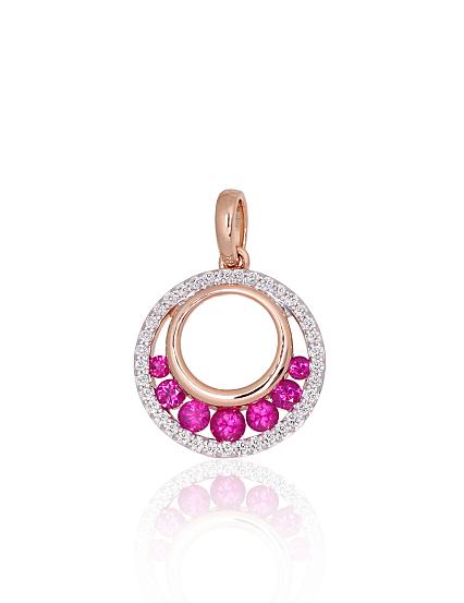 Kettenanhänger aus Rotgold mit Diamanten und Rubinen