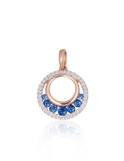 Kettenanhänger aus Rotgold mit Diamanten und Saphiren