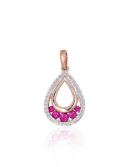 Kettenanhänger aus Rotgold mit Diamanten und Rubinen