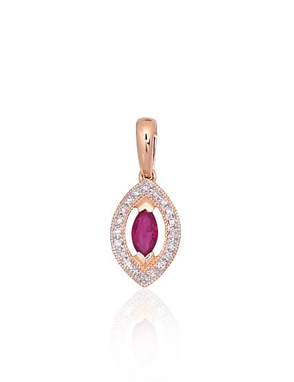 Kettenanhänger aus Rotgold mit Diamanten und Rubin