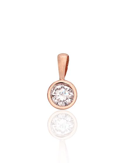Red gold pendant with zirconias