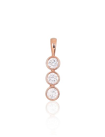 Red gold pendant with zirconias