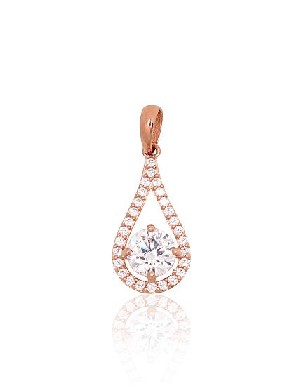 Red gold pendant with zirconias