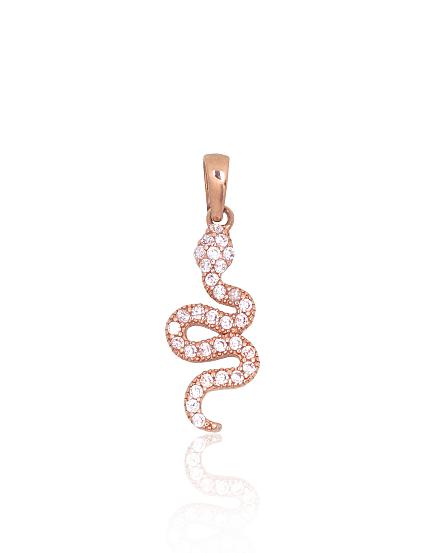 Red gold pendant with zirconias