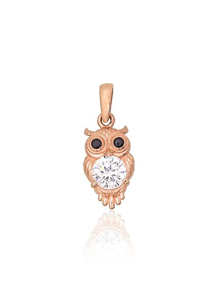 Red gold pendant with zirconias