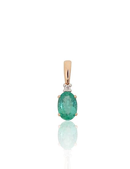 Kettenanhänger aus Rotgold mit Diamant und Smaragd