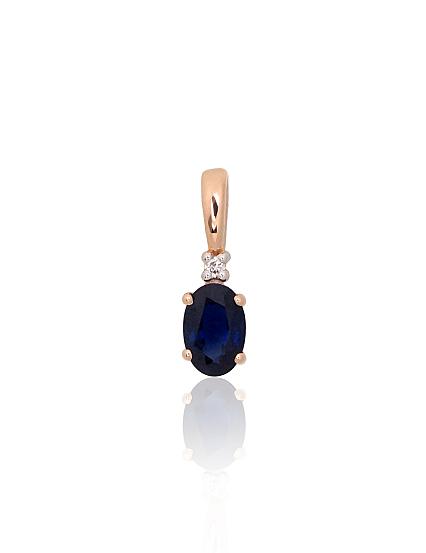 Kettenanhänger aus Rotgold mit Diamant und Saphir