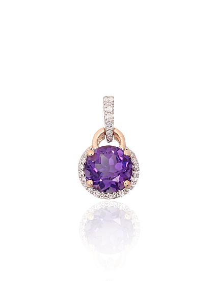Kettenanhänger aus Rotgold mit Diamanten und Amethysten