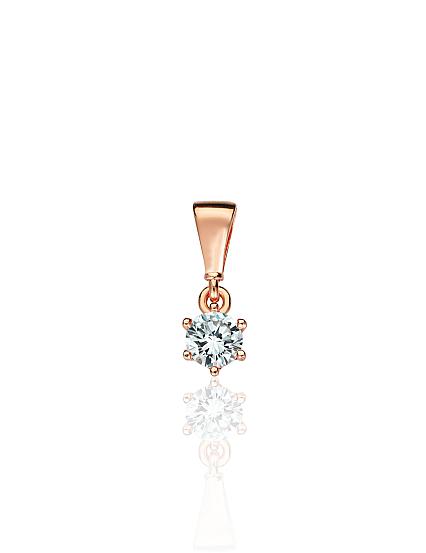 Red gold pendant with zirconias
