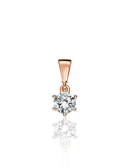Red gold pendant with zirconias