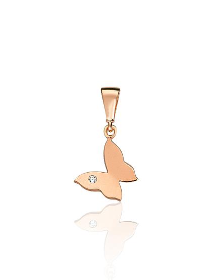 Red gold pendant with zirconias