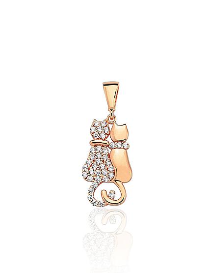 Red gold pendant with zirconias