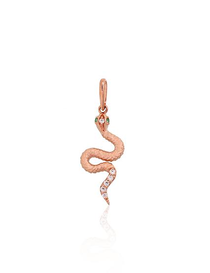Red gold pendant with zirconias
