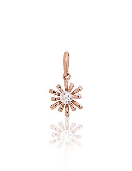 Red gold pendant with zirconias