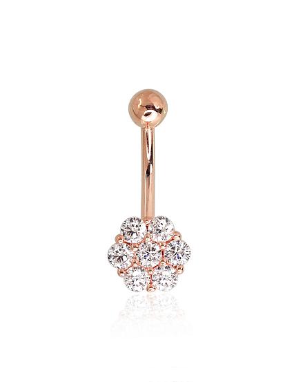 Punasest kullast piercing tsirkoonidegaga