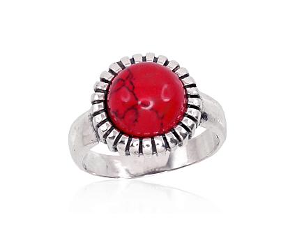 Silver ring with corals