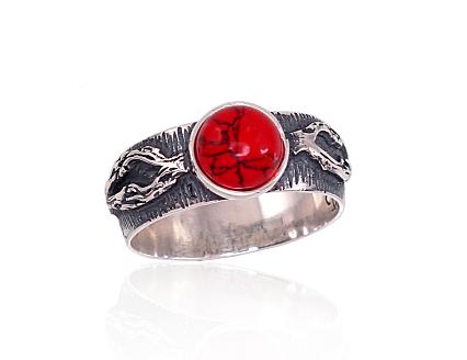 Silver ring with corals