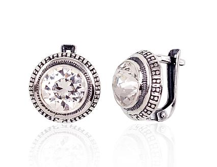 Silver earrings with crystals