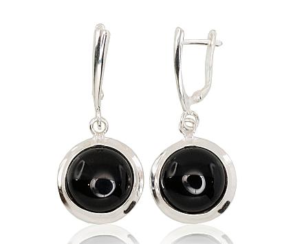 Серьги из серебра с ониксами