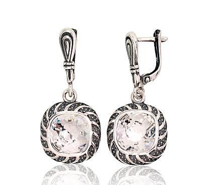 Silver earrings with crystals