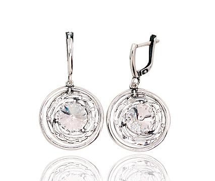 Silver earrings with crystals