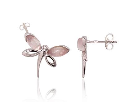 Ohrringe aus Silber mit Rosenquarz