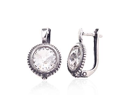 Silver earrings with crystals