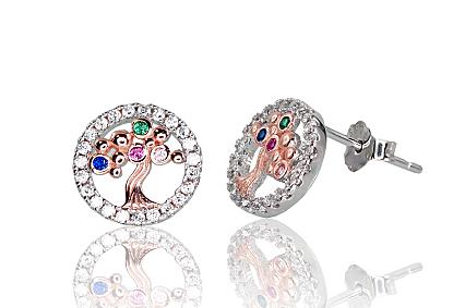 Silver earrings with gold plating and zirconias