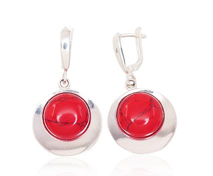 Silver earrings with corals