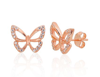 Silver earrings with gold plating and zirconias
