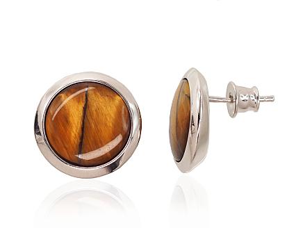 Серьги из серебра с тигровым глазом