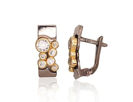Silver earrings with gold plating and zirconias