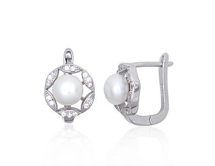 Ohrringe aus Silber mit Zirkonia und Perlen