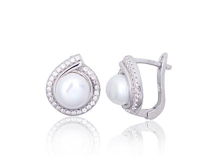 Ohrringe aus Silber mit Zirkonia und Perlen