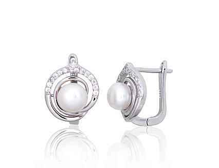 Ohrringe aus Silber mit Zirkonia und Perlen