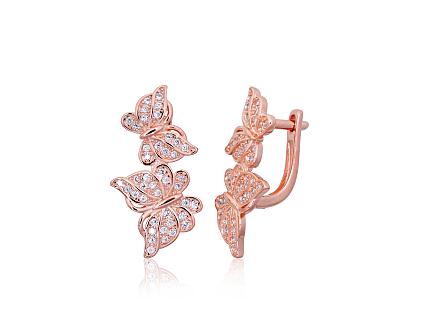 Silver earrings with gold plating and zirconias
