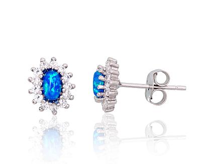 Silver earrings with zirconias and opalites