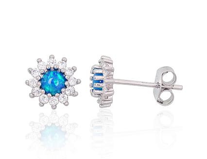 Silver earrings with zirconias and opalites