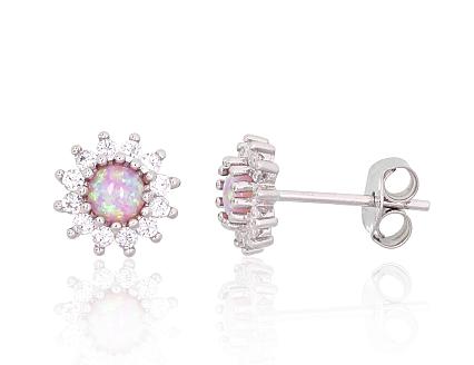 Silver earrings with zirconias and opalites