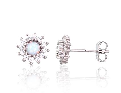 Silver earrings with zirconias and opalites