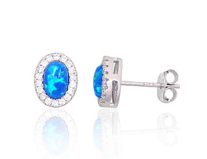 Silver earrings with zirconias and opalites
