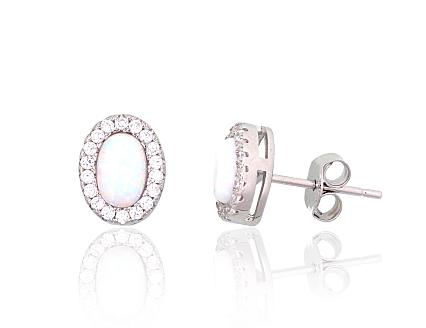 Silver earrings with zirconias and opalites