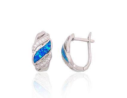 Silver earrings with zirconias and opalites