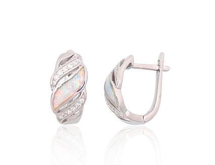 Silver earrings with zirconias and opalites