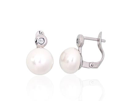 Silver earrings with zirconias and pearls