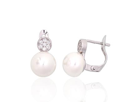 Silver earrings with zirconias and pearls